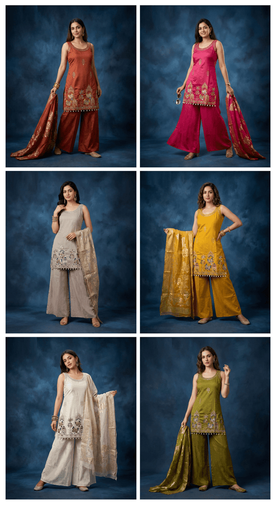 Amrah Wholesale Naisha K 1059 Roman Silk Manual Worked Kurti With Bottom Dupatta - Amrah Wholesale