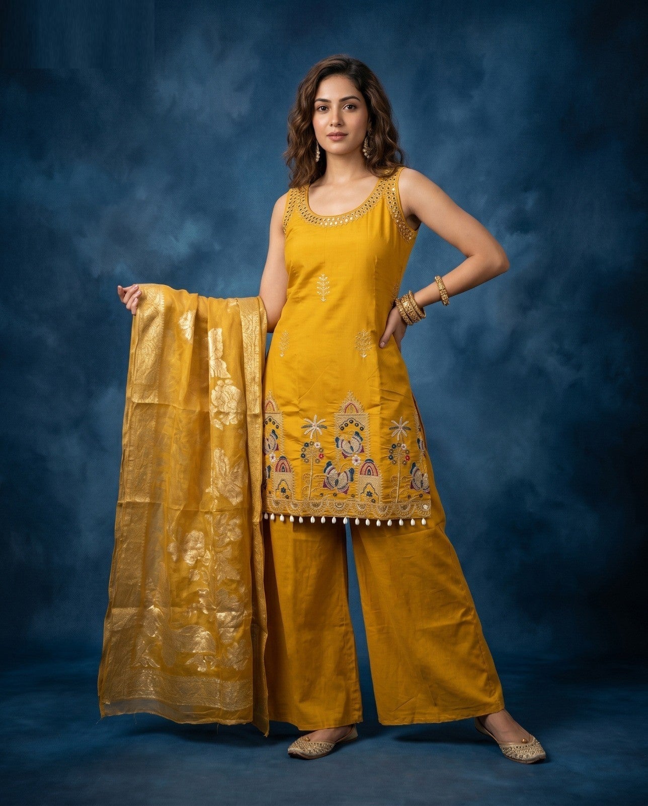 Amrah Wholesale Naisha K 1059 Roman Silk Manual Worked Kurti With Bottom Dupatta - Amrah Wholesale