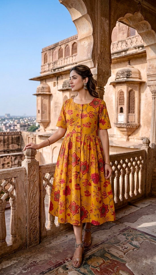 Amrah Wholesale Naisha K 1060 Cotton Printed Midi One Piece Dress - Amrah Wholesale