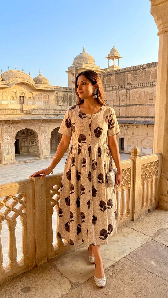 Amrah Wholesale Naisha K 1060 Cotton Printed Midi One Piece Dress - Amrah Wholesale