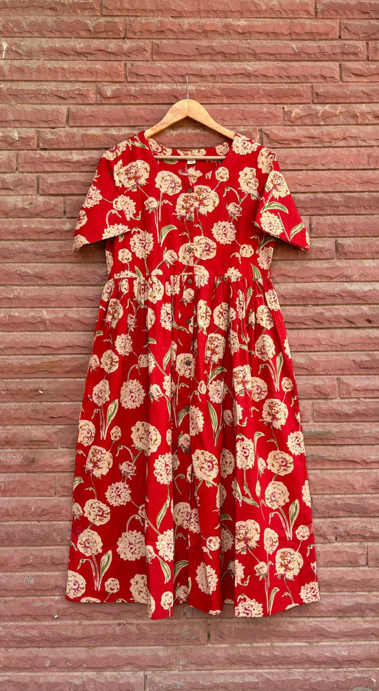 Amrah Wholesale Naisha K 1060 Cotton Printed Midi One Piece Dress - Amrah Wholesale
