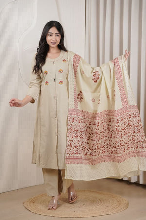 Amrah Wholesale Naisha K 1062 Cotton Dhabu Kurti Pant Dupatta Set
