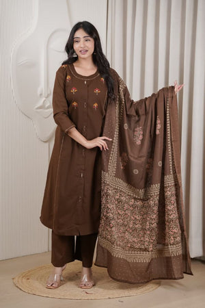Amrah Wholesale Naisha K 1062 Cotton Dhabu Kurti Pant Dupatta Set