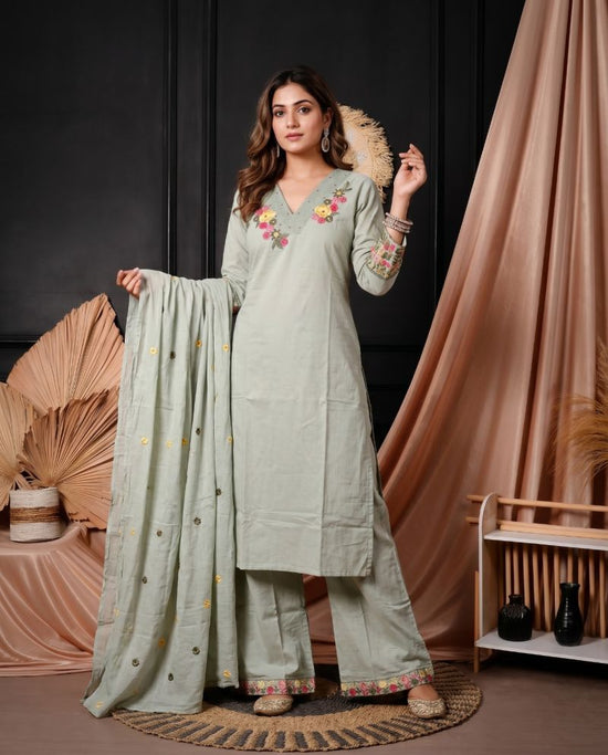 Amrah Wholesale Naisha K 1064 Cotton Kurti Pant Dupatta Set - Amrah Wholesale