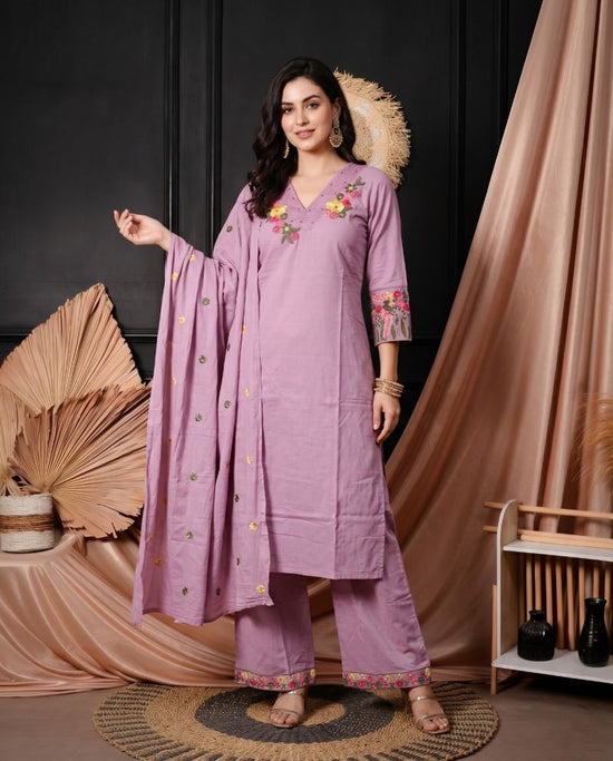 Amrah Wholesale Naisha K 1064 Cotton Kurti Pant Dupatta Set - Amrah Wholesale