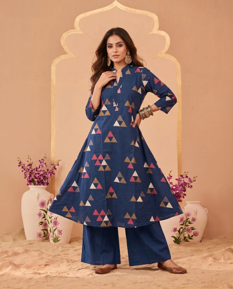 Amrah Wholesale Naisha K 1070 Pure Cotton Digital Discharge Printed A-Line Co Ord Set - Amrah Wholesale