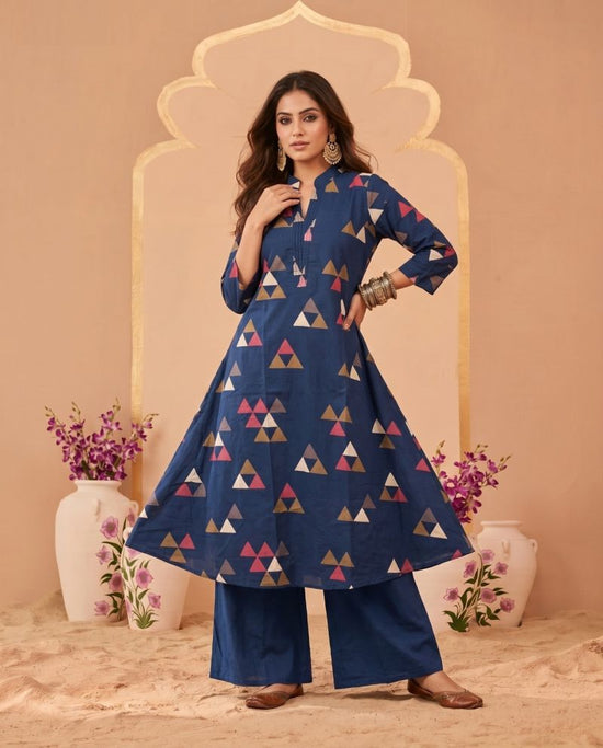 Amrah Wholesale Naisha K 1070 Pure Cotton Digital Discharge Printed A-Line Co Ord Set - Amrah Wholesale
