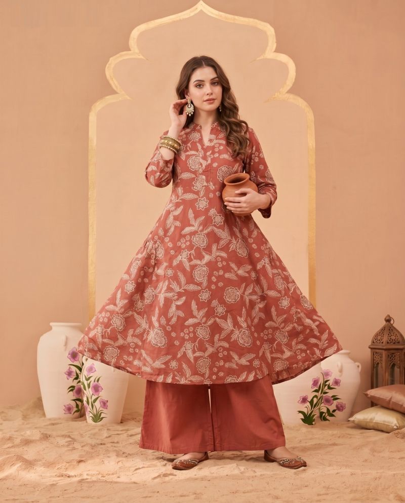 Amrah Wholesale Naisha K 1070 Pure Cotton Digital Discharge Printed A-Line Co Ord Set - Amrah Wholesale
