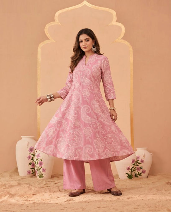 Amrah Wholesale Naisha K 1070 Pure Cotton Digital Discharge Printed A-Line Co Ord Set - Amrah Wholesale