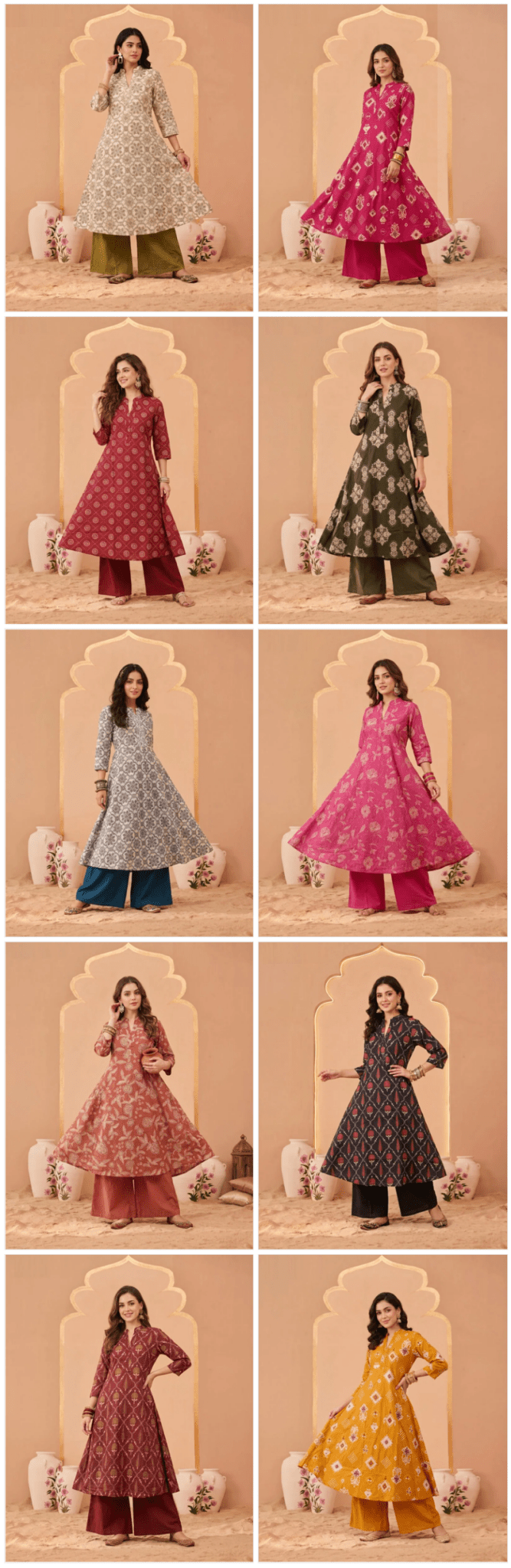 Amrah Wholesale Naisha K 1070 Pure Cotton Digital Discharge Printed A-Line Co Ord Set - Amrah Wholesale