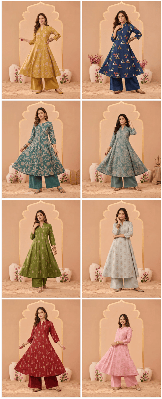 Amrah Wholesale Naisha K 1070 Pure Cotton Digital Discharge Printed A-Line Co Ord Set - Amrah Wholesale