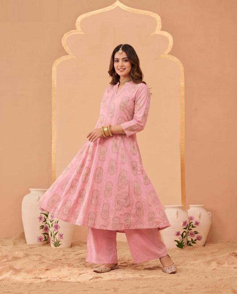 Amrah Wholesale Naisha K 1070 Pure Cotton Digital Discharge Printed A-Line Co Ord Set - Amrah Wholesale