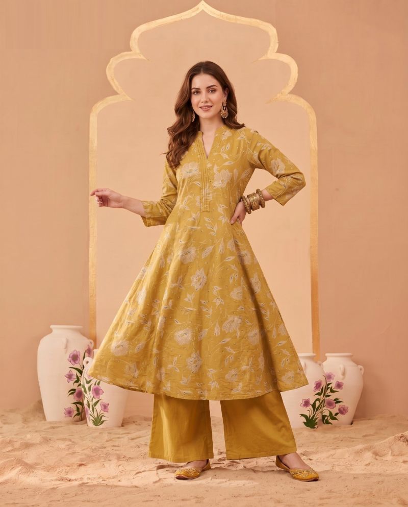 Amrah Wholesale Naisha K 1070 Pure Cotton Digital Discharge Printed A-Line Co Ord Set - Amrah Wholesale