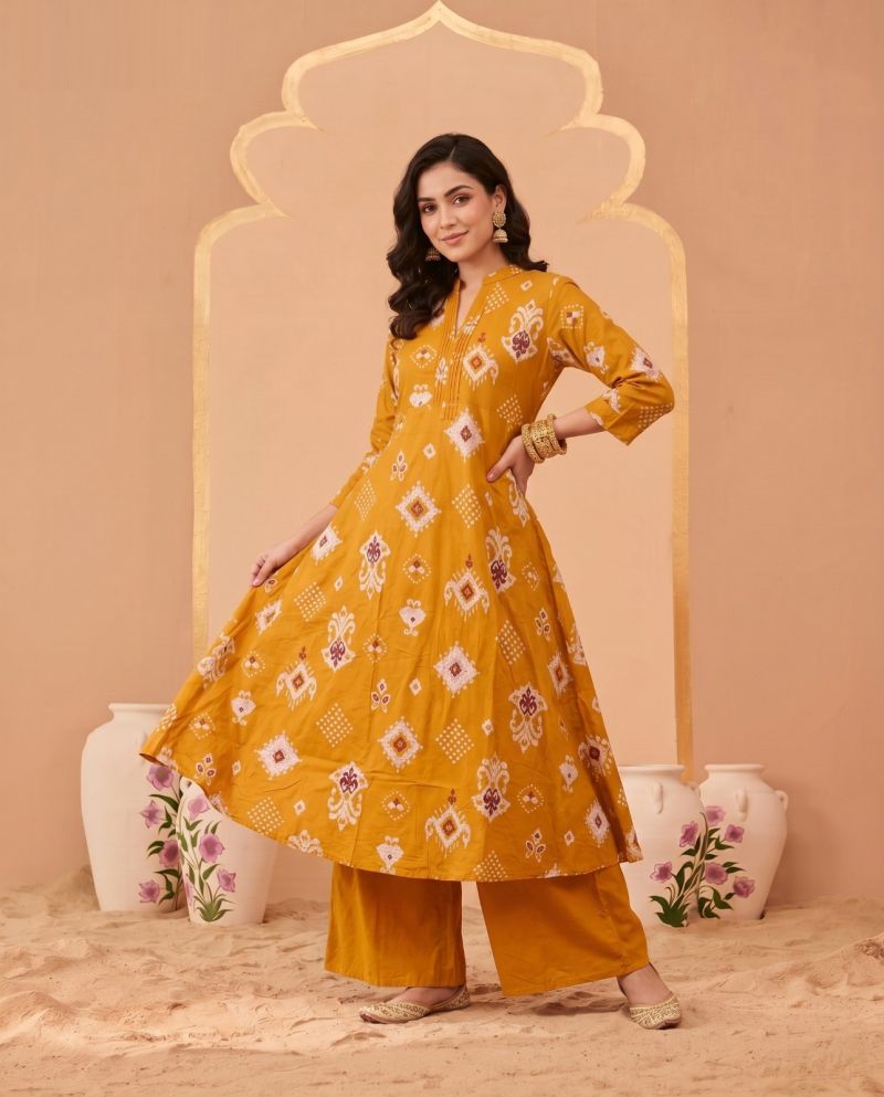 Amrah Wholesale Naisha K 1070 Pure Cotton Digital Discharge Printed A-Line Co Ord Set - Amrah Wholesale