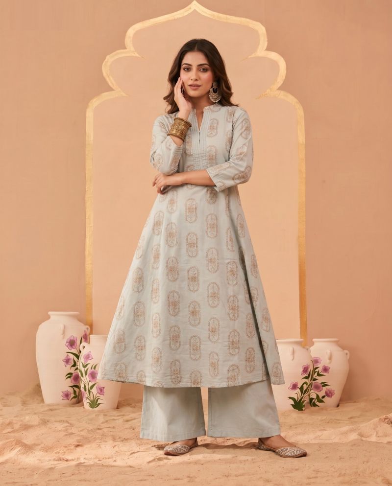 Amrah Wholesale Naisha K 1070 Pure Cotton Digital Discharge Printed A-Line Co Ord Set - Amrah Wholesale