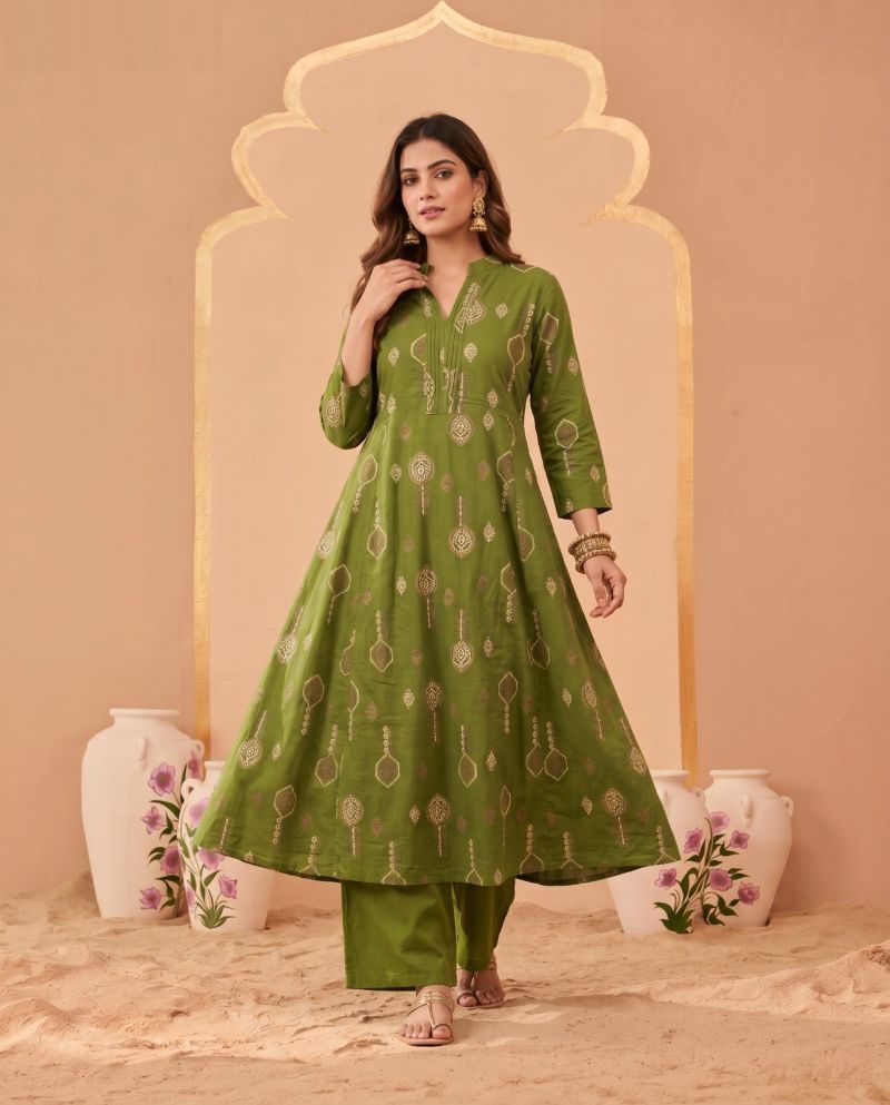 Amrah Wholesale Naisha K 1070 Pure Cotton Digital Discharge Printed A-Line Co Ord Set - Amrah Wholesale