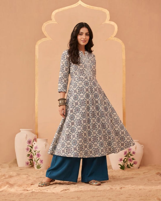 Amrah Wholesale Naisha K 1070 Pure Cotton Digital Discharge Printed A-Line Co Ord Set - Amrah Wholesale