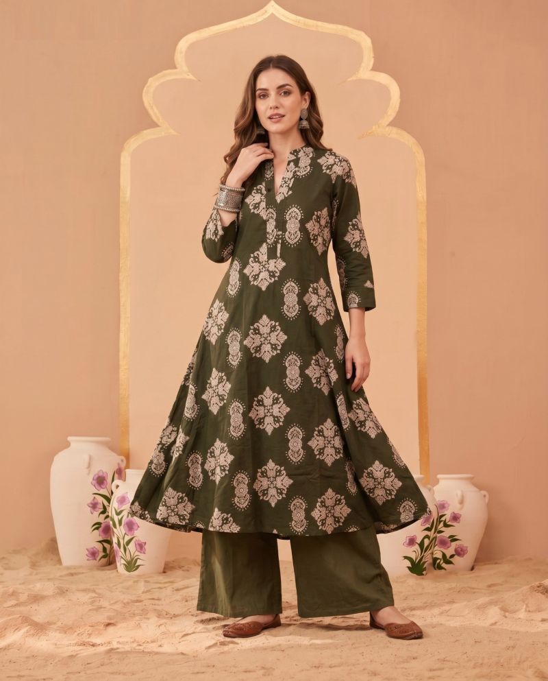 Amrah Wholesale Naisha K 1070 Pure Cotton Digital Discharge Printed A-Line Co Ord Set - Amrah Wholesale