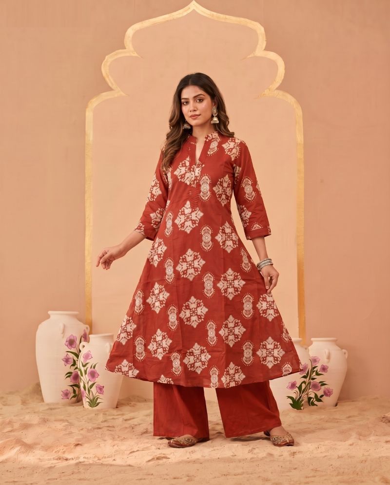 Amrah Wholesale Naisha K 1070 Pure Cotton Digital Discharge Printed A-Line Co Ord Set - Amrah Wholesale