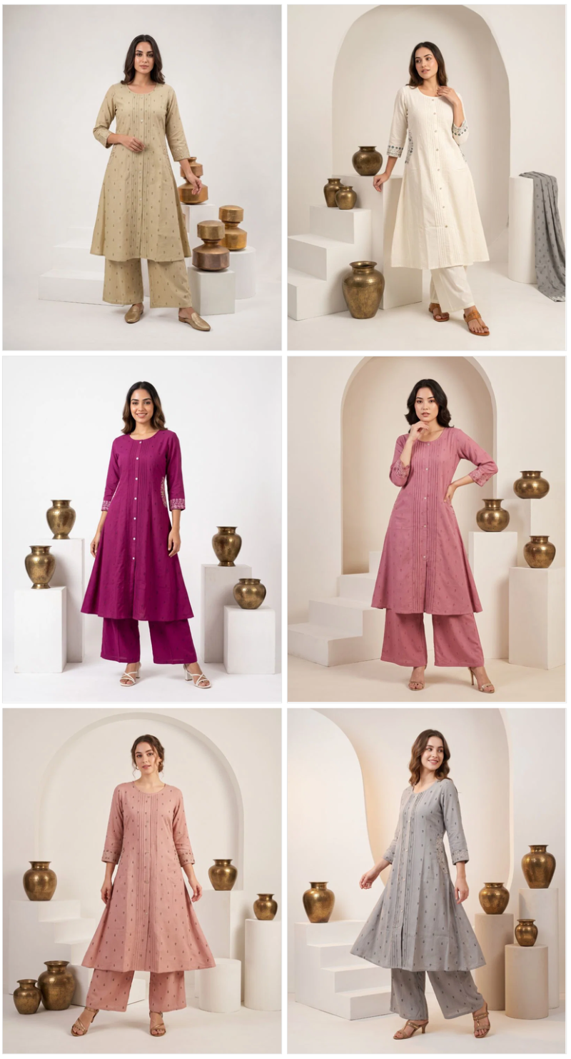 Amrah Wholesale Naisha K 1077 Pure Viscose Butti Work Kurti Pant Set
