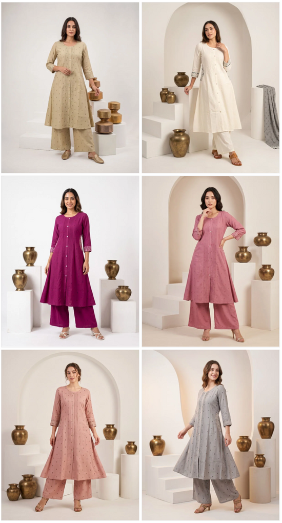 Amrah Wholesale Naisha K 1077 Pure Viscose Butti Work Kurti Pant Set