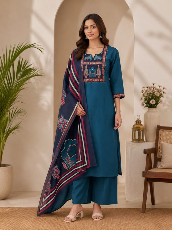 Amrah Wholesale Naisha K 1124 Dhabu Cotton Kurti Pant Dupatta Set - Amrah Wholesale