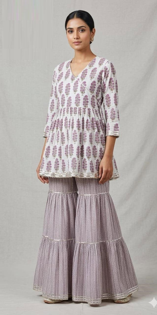 Amrah Wholesale Naisha K 1127 Cotton Printed Kurti With Sharara
