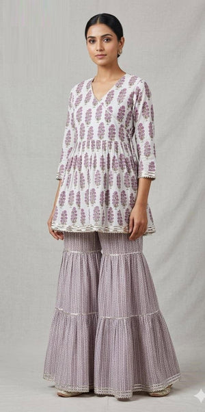 Amrah Wholesale Naisha K 1127 Cotton Printed Kurti With Sharara - Amrah Wholesale