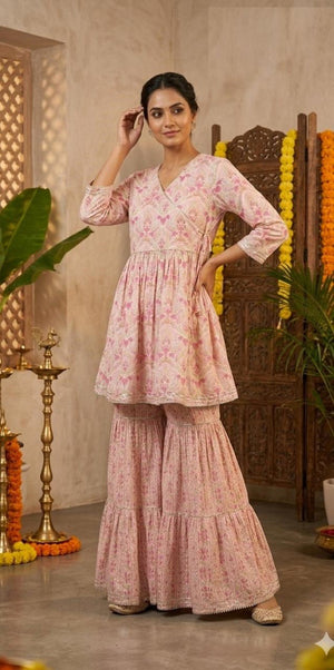 Amrah Wholesale Naisha K 1127 Cotton Printed Kurti With Sharara - Amrah Wholesale