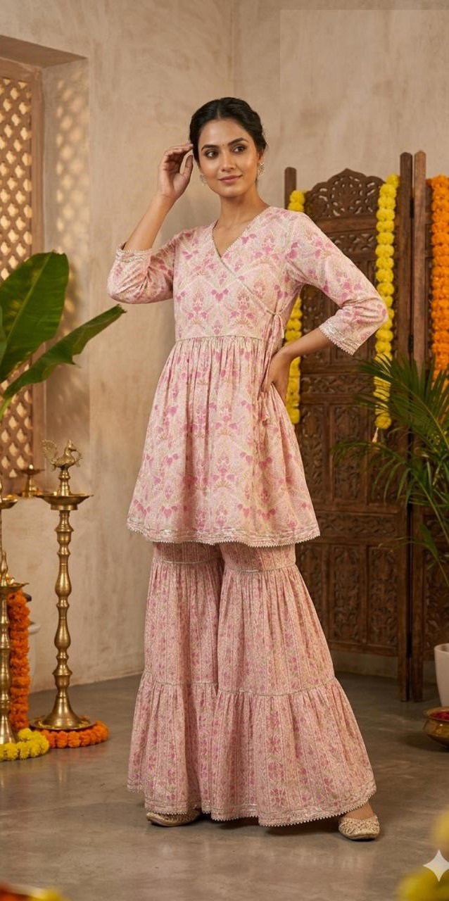 Amrah Wholesale Naisha K 1127 Cotton Printed Kurti With Sharara - Amrah Wholesale