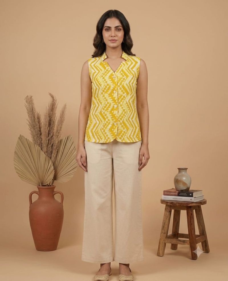 Amrah Wholesale Naisha K 1128 Cotton Printed Sleeveless Tops Collection - Amrah Wholesale