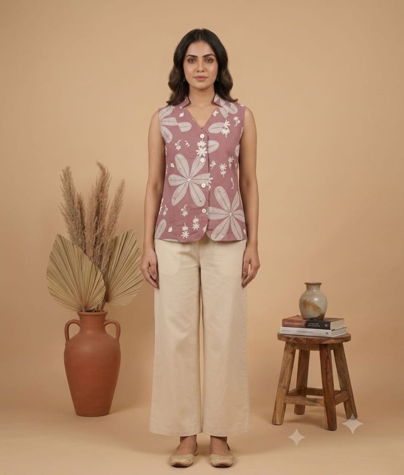 Amrah Wholesale Naisha K 1128 Cotton Printed Sleeveless Tops Collection - Amrah Wholesale