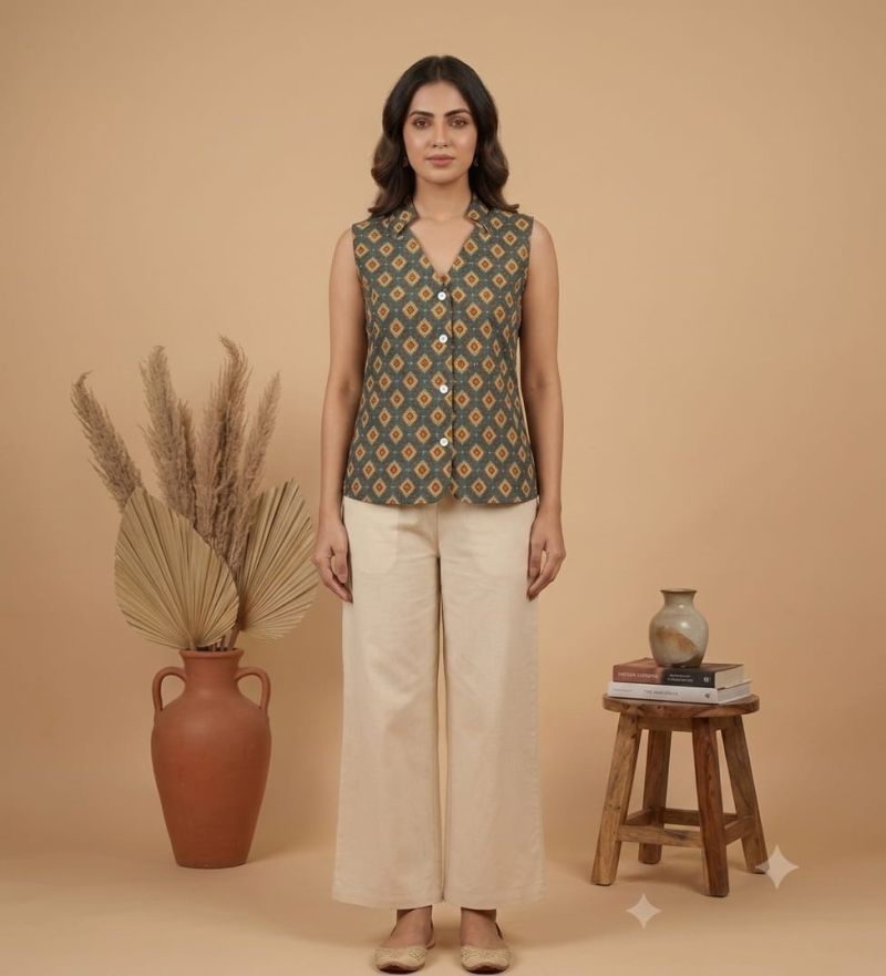 Amrah Wholesale Naisha K 1128 Cotton Printed Sleeveless Tops Collection - Amrah Wholesale