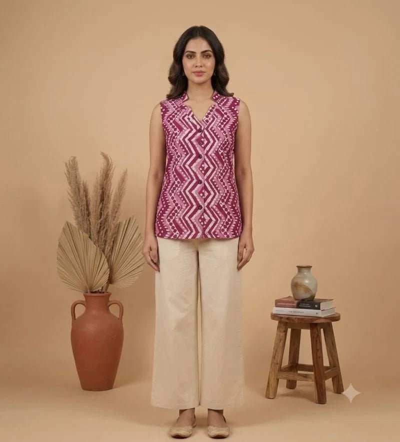 Amrah Wholesale Naisha K 1128 Cotton Printed Sleeveless Tops Collection - Amrah Wholesale