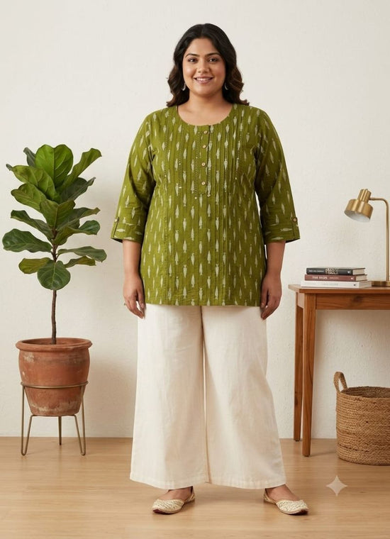 Amrah Wholesale Naisha K 1132 Plus Size Cotton Kantha Work Short Kurti - Amrah Wholesale