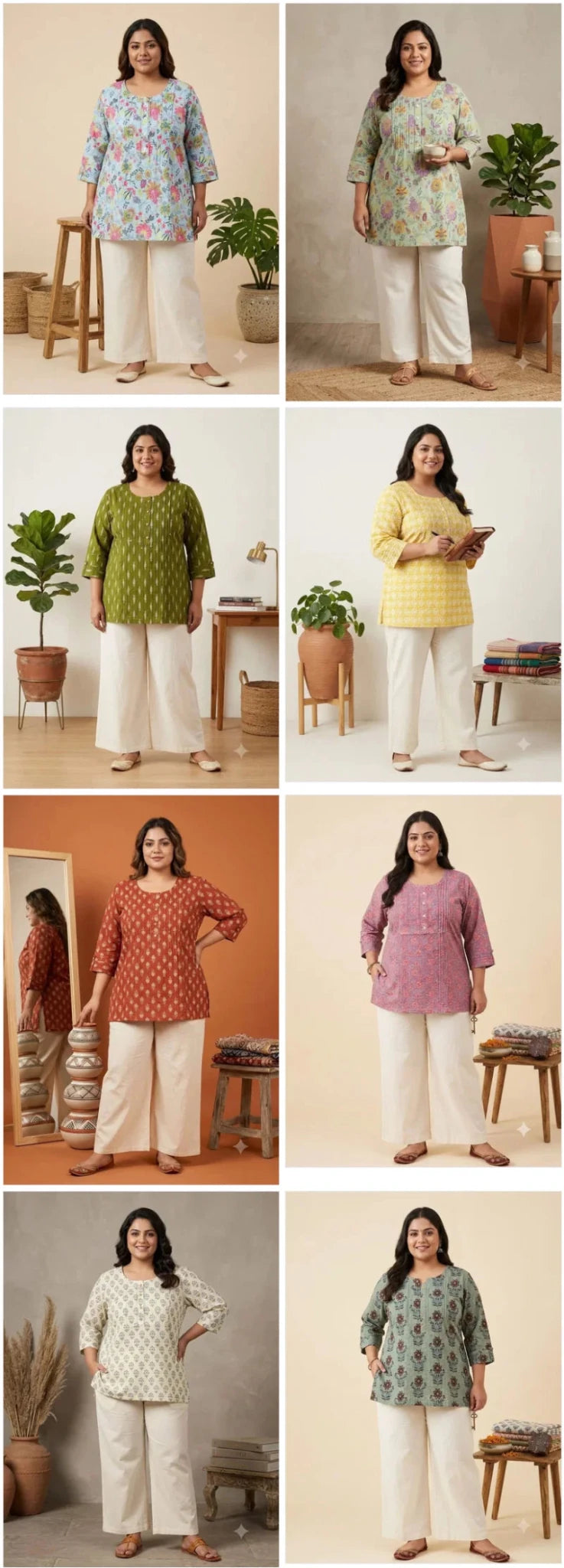 Amrah Wholesale Naisha K 1132 Plus Size Cotton Kantha Work Short Kurti - Amrah Wholesale