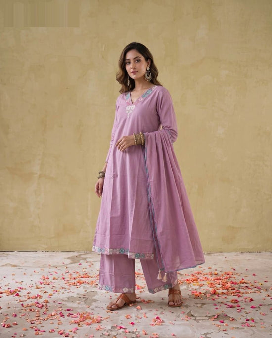 Amrah Wholesale Naisha K 1135 Mul Cotton Embroidered Kurti Pant Dupatta Set