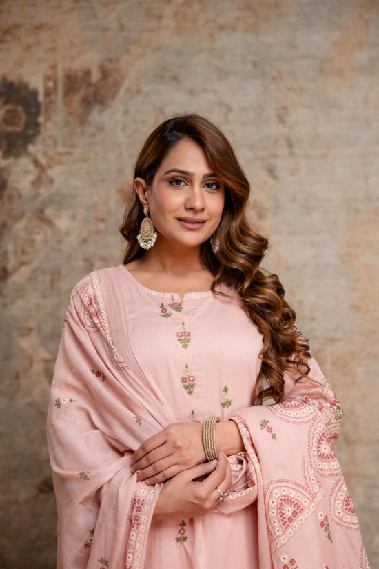 Amrah Wholesale Naisha K 1136 Mul Cotton Embroidered Kurti Pant Dupatta Set