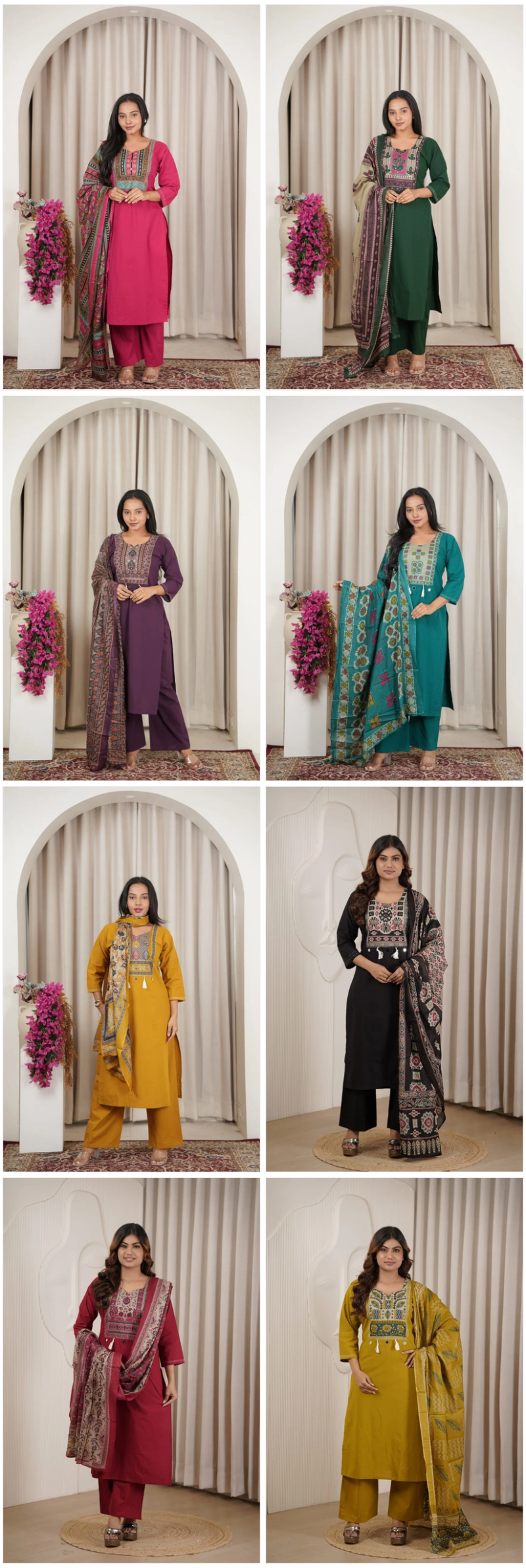 Amrah Wholesale Naisha K 1138 Dhabu Cotton Printed Kurti With Bottom & Dupatta