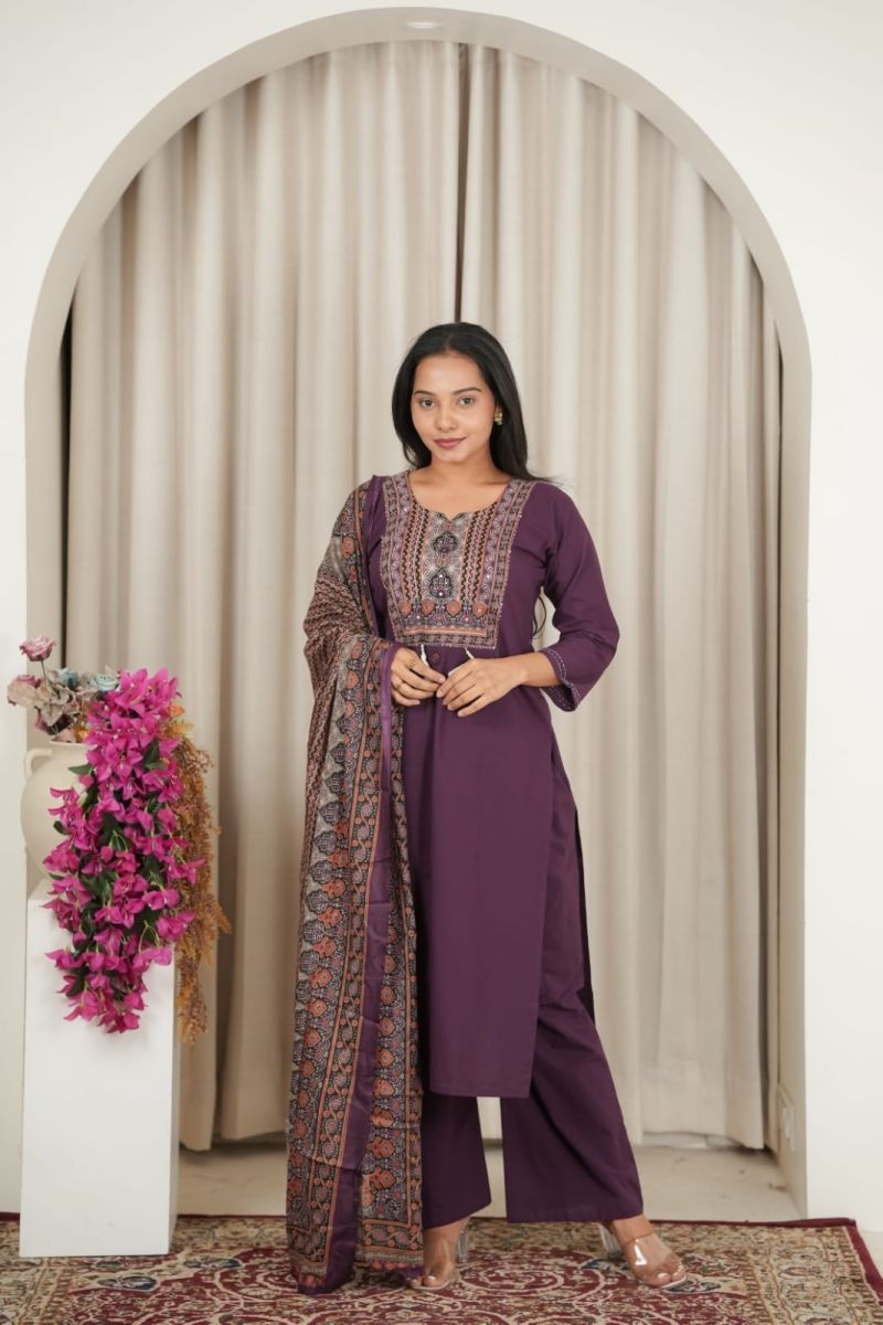 Amrah Wholesale Naisha K 1138 Dhabu Cotton Printed Kurti With Bottom & Dupatta - Amrah Wholesale