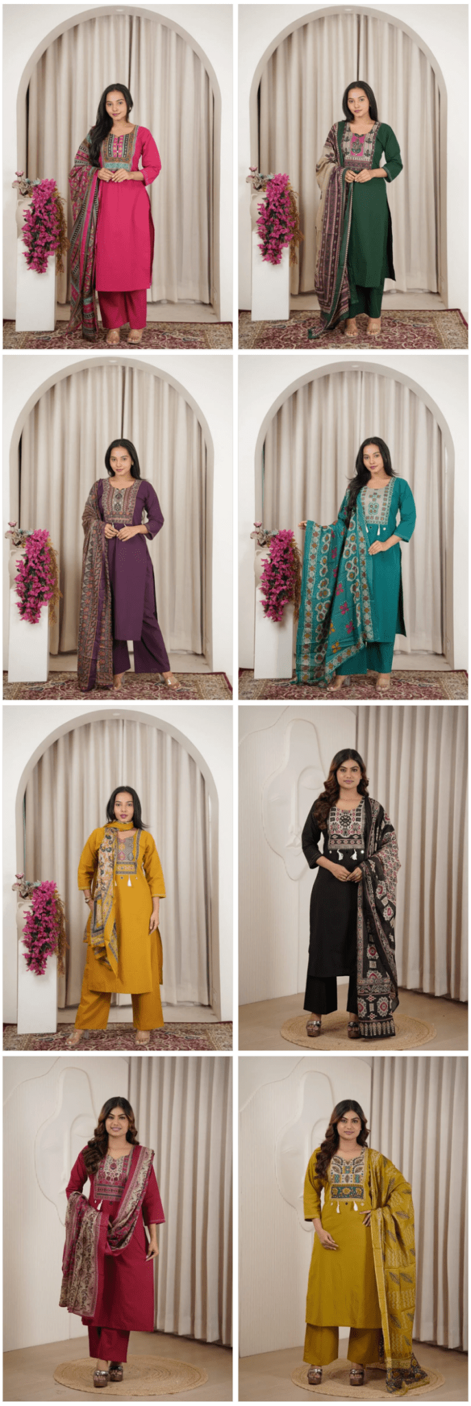 Amrah Wholesale Naisha K 1138 Dhabu Cotton Printed Kurti With Bottom & Dupatta - Amrah Wholesale