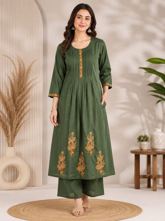 Amrah Wholesale Naisha K 1143 Dhabu Cotton Embroidered Anarkali Kurti Pant Set