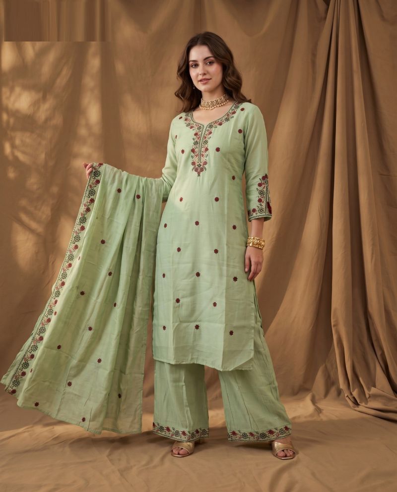 Amrah Wholesale Naisha K 1177 Mul Chanderi Kurti Pant Dupatta Set