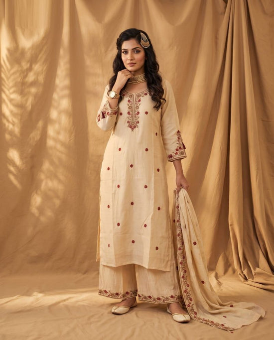 Amrah Wholesale Naisha K 1177 Mul Chanderi Kurti Pant Dupatta Set
