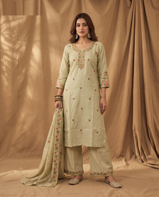 Amrah Wholesale Naisha K 1177 Mul Chanderi Kurti Pant Dupatta Set