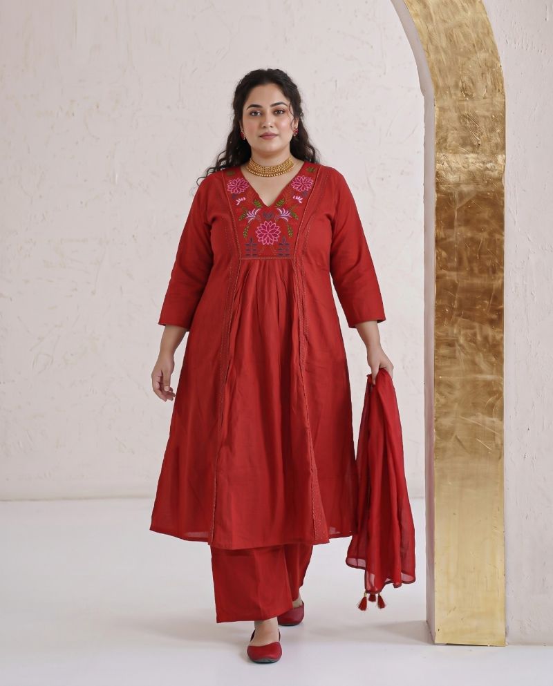 Amrah Wholesale Naisha K 1180 Dhabu Cotton Kurti Pant Dupatta Set