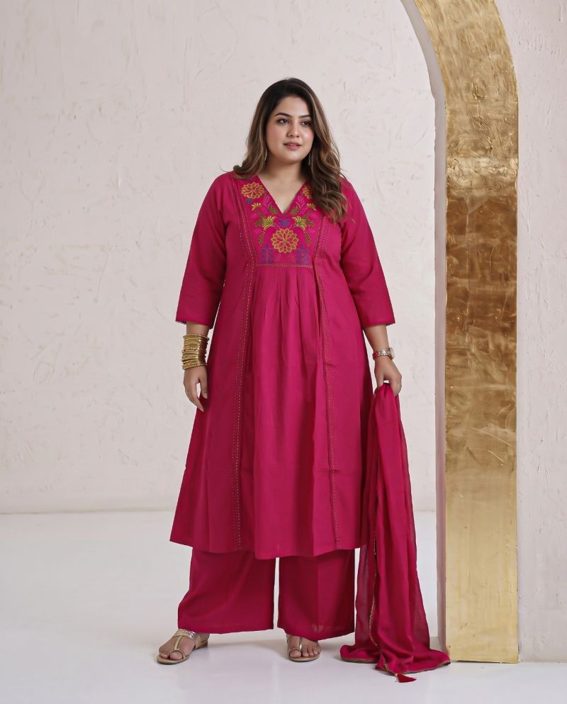 Amrah Wholesale Naisha K 1180 Dhabu Cotton Kurti Pant Dupatta Set
