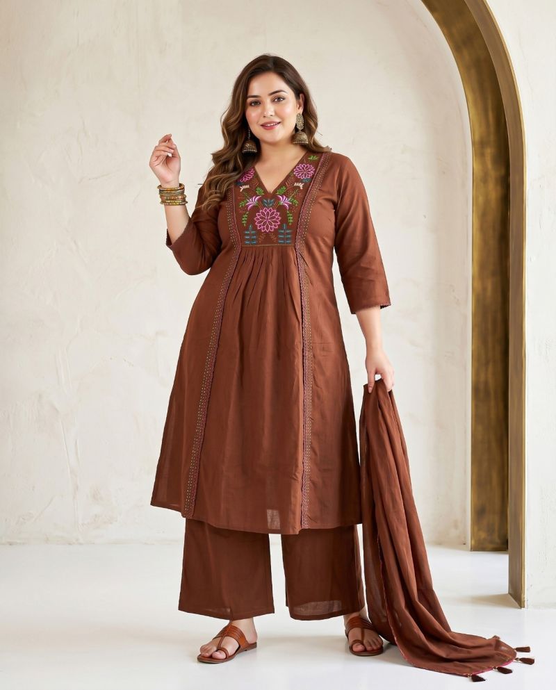 Amrah Wholesale Naisha K 1180 Dhabu Cotton Kurti Pant Dupatta Set