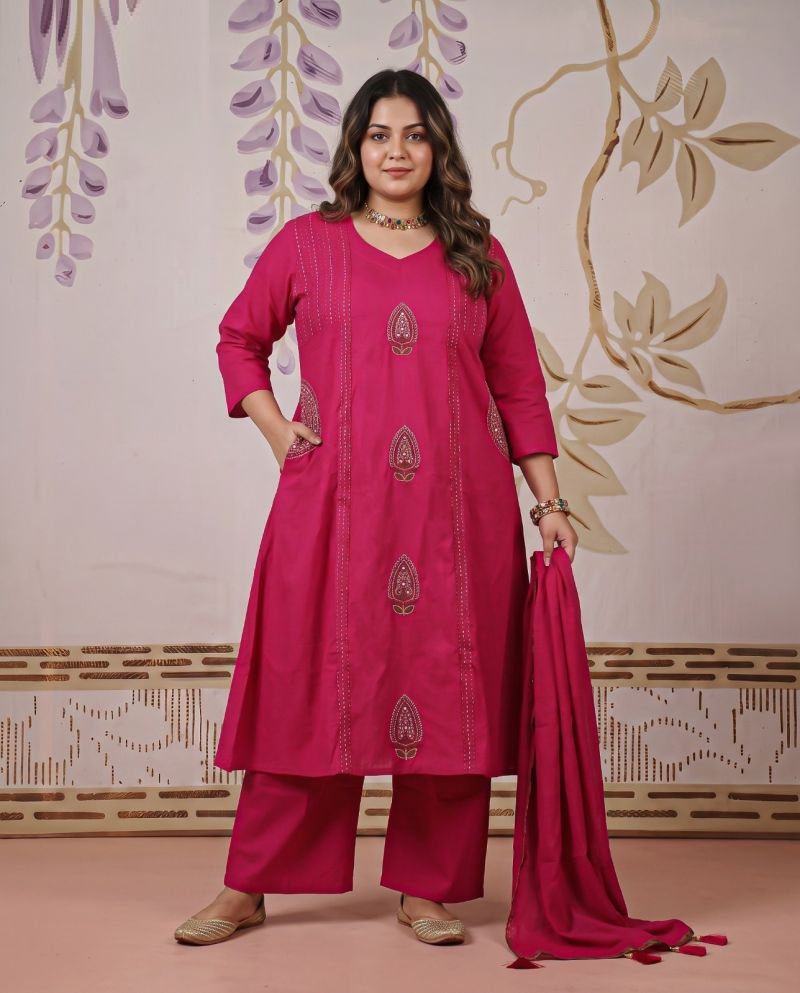 Amrah Wholesale Naisha K 1180 Dhabu Cotton Kurti Pant Dupatta Set