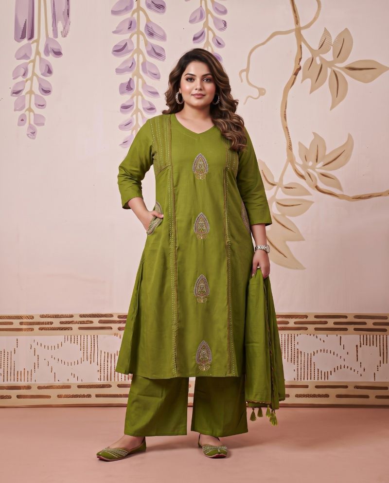 Amrah Wholesale Naisha K 1180 Dhabu Cotton Kurti Pant Dupatta Set